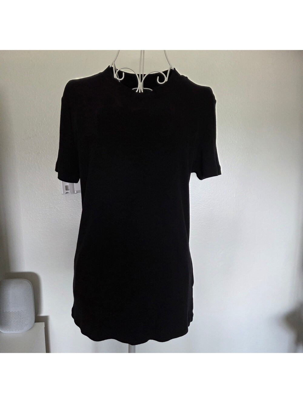 Banana Republic Black Ribbed Short Sleeve Top Size L